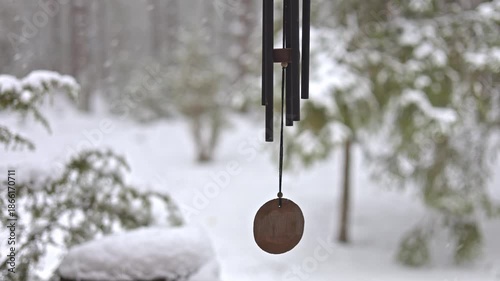 Minimalist Winter Porch Decor With Softly Swaying Chimes Enhances Cozy Seasonal Environment