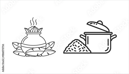 Steaming food and cooking illustration