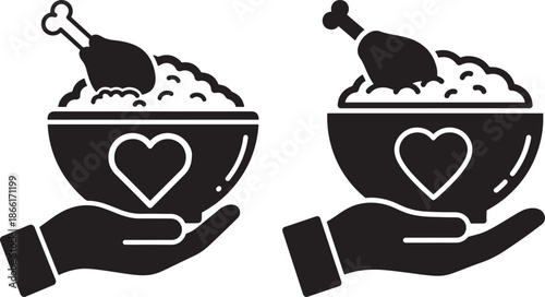 Silhouette hand offering comfort food with love