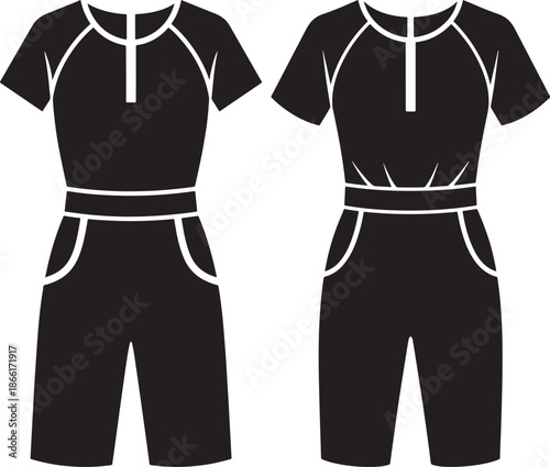 Wetsuit silhouette set for watersport swimming outfit