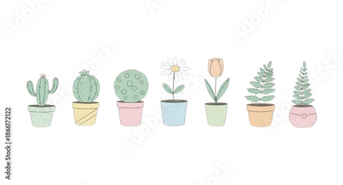 set of spring plants