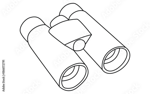 Binoculars Line and Flat Design Icon, Minimal Vector Illustration of Field Glasses Isolated