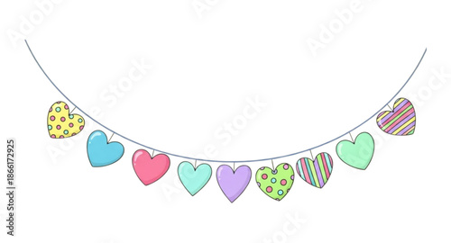 Colorful heart garland 