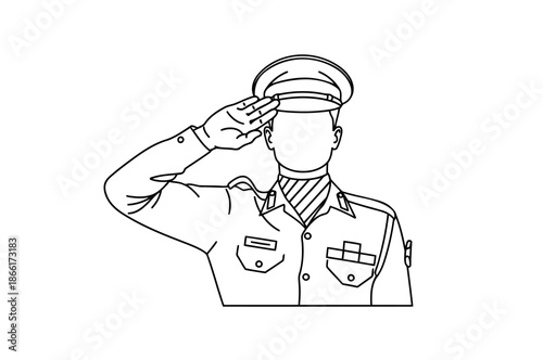 A military officer saluting with their right hand raised to their forehead in a formal gesture of respect and honor always