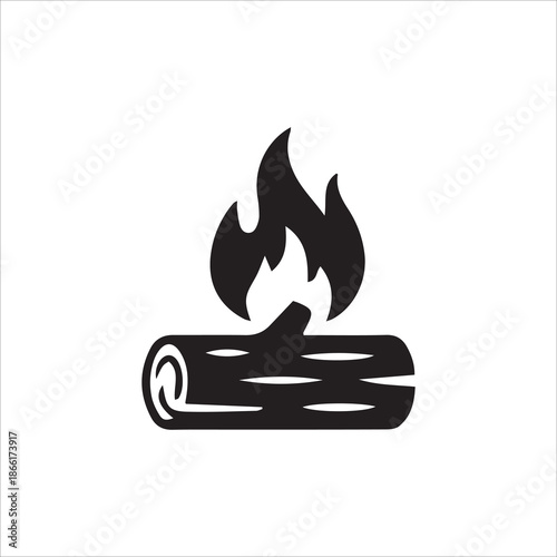 black Fire icon collection. Fire flame symbol. Bonfire silhouette logotype isolated on white background.