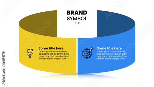 Infographic template. Ribbon with 2 steps and icons