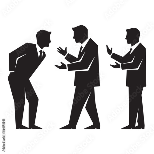 Corporate Conflict at Desk Silhouette Showing Manager Confrontation and Stress