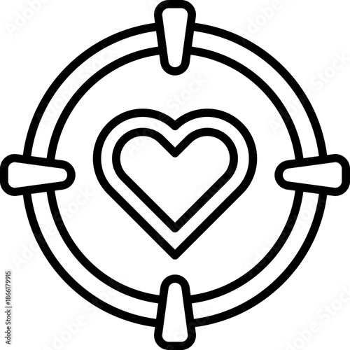 Love Target Line Icon
