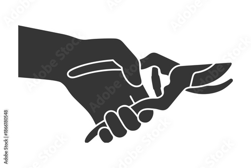 園芸用ハサミを持つ手のアイコンイラスト