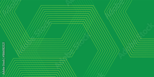 Vibrant Neon Green Geometric Hexagon Pattern on Dark Emerald Background, Vector Iluustration.