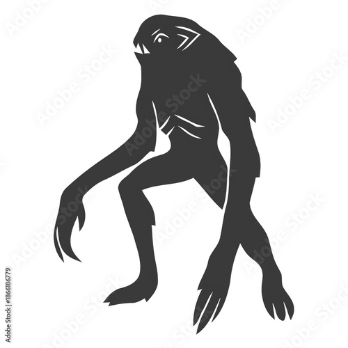 Spooky silhouette of a monstrous creature with claws for horror and fantasy designs