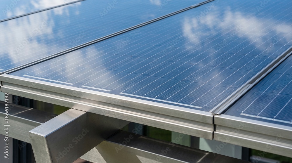 Fototapeta premium Transparent Solar Glass Roof Panels On Modern Eco House