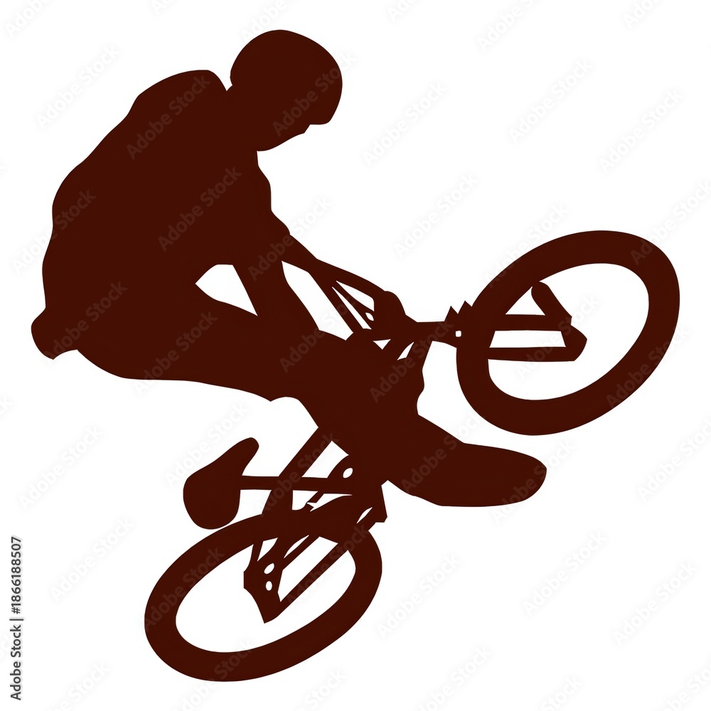 Naklejka premium Silhouette of a BMX Rider Performing a Stunt Jump in a Brown Tone