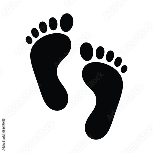 Minimalist black footprints on white background for design