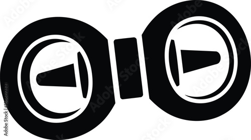 Black silhouette of a modern pop up camper trailer for off road travel and camping adventures featuring a rugged design with raised roof isolated on white background illustration.