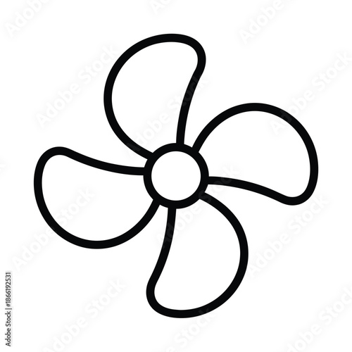 Simple fan icon in black line art style on white