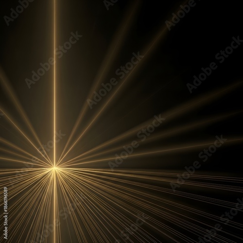 Golden light rays radiating from center on black background