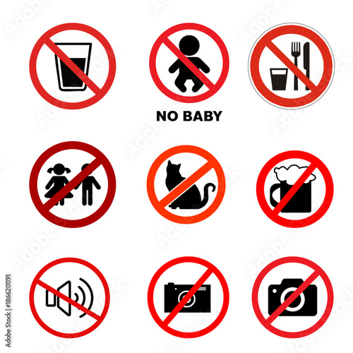 Prohibition icons indicating no babies or children allowed, suitable for safety rules and restricted areas Free Download Prohibition icons indicating no babies or children allowed, suitable for safety rules and restricted areas - GFXLoad
