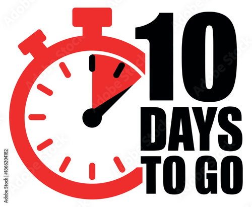 Red stopwatch icon visually marks that only ten days remain for a specific time-sensitive event.