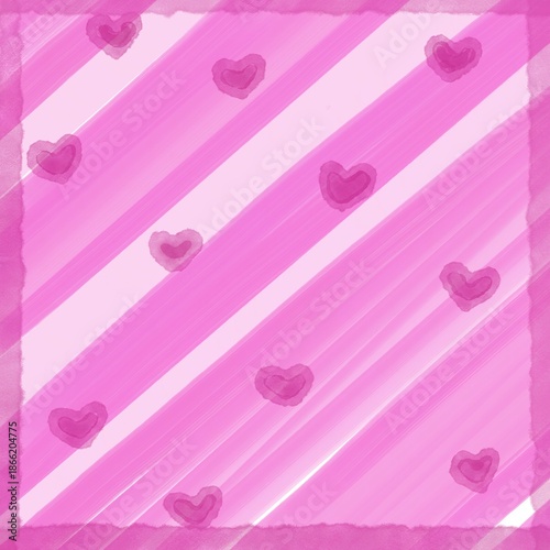 Pink line and heart valentines card