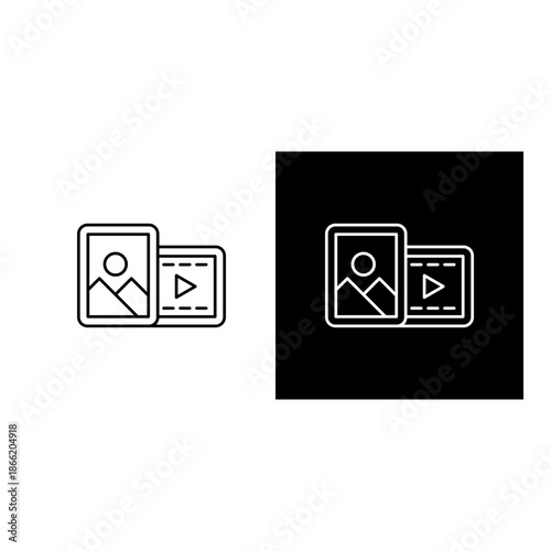 Media  icon black and white outline.