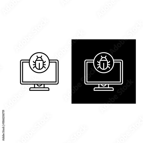 Virus  icon black and white outline.