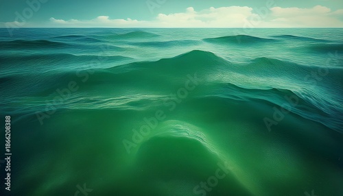 a green ocean with no visible objects