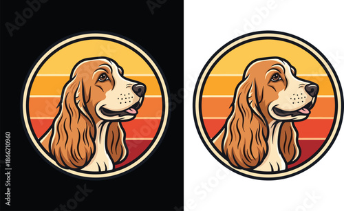 Retro Vintage Dog Badge Logo Vector, Circular Emblem, No Text