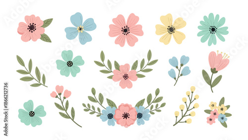 Floral Fantasia: A collection of exquisite flowers and foliage in various shapes and hues, ready to sprinkle a touch of nature's beauty