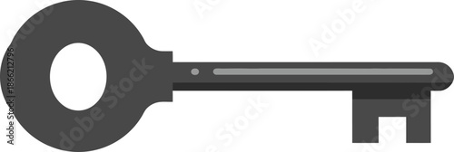 Simple Dark Grey Skeleton Key Icon for Security Access and Solution Concepts