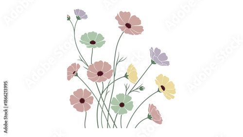 Whispers of Petals: A delicate assembly of colorful flowers, each petal a soft brushstroke of nature's artistry, creates a symphony of colors