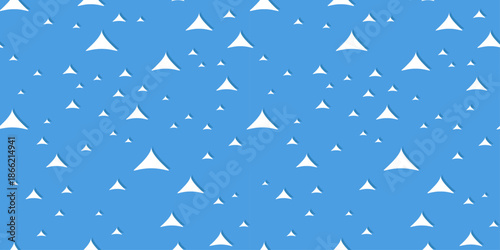 Abstract White Shapes on Blue Background. The image features a repeating pattern of white, tent-like shapes on a bright blue background.