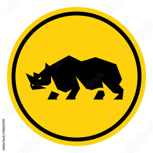 Rhinoceros Area Symbol Sign, Vector Illustration, Isolate On White Background Label. EPS10
