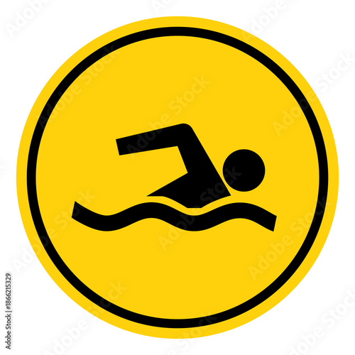 Swimming Area Symbol Sign, Vector Illustration, Isolate On White Background Label. EPS10