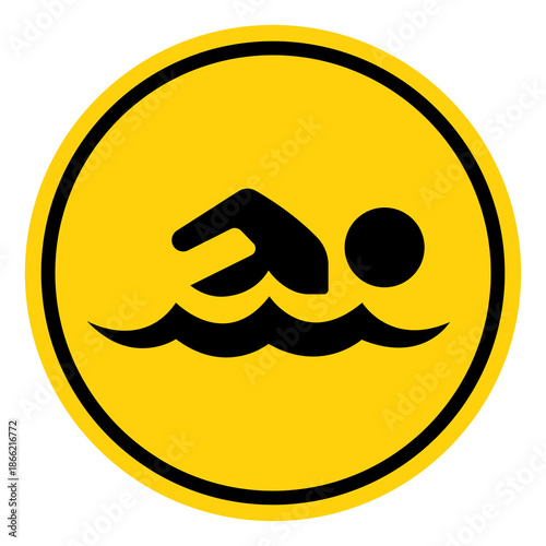 Swimming Area Symbol Sign, Vector Illustration, Isolate On White Background Label. EPS10