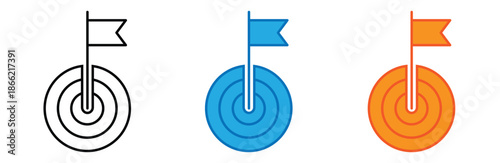 Goal Setting Leadership Strategy Flat Vector Icon