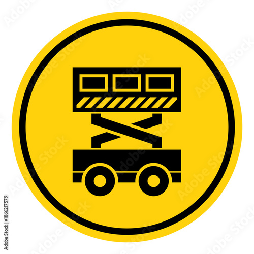 Scissors Lift In Operation Symbol Sign, Vector Illustration, Isolate On White Background Label. EPS10