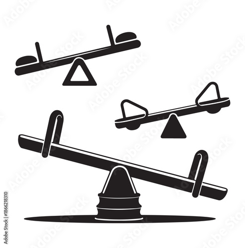 Seesaw Balance Icon Illustration, Equality, Weight, and Stability Concept.