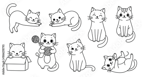 Cute cat doodle vector illustration cartoon kitten drawing hand drawn pet animal sketch isolated on