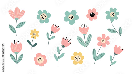 Floral Bouquet of pastel hues: A delicate collection of vibrant flowers showcasing pastel shades of pink, yellow, and blue, artfully arranged against a simple backdrop.