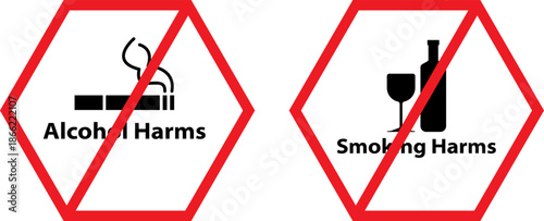 Health warning signs for alcohol and smoking harms