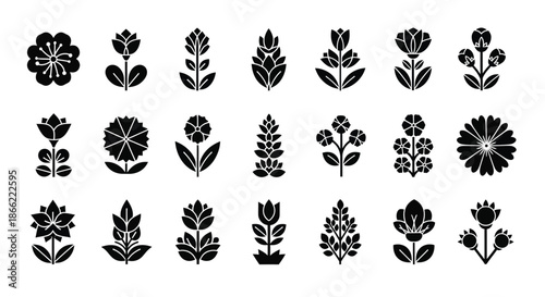 Wallpaper Mural Collection of flower glyphs isolated on, perfect for adding a touch of nature to your designs and creative projects Torontodigital.ca