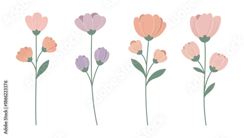 Floral Delight: A captivating display of delicate wildflowers in soft pastel hues, each stem a testament to nature's gentle beauty.