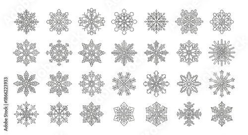Wallpaper Mural Collection of snowflake icons showing different shapes and designs, perfect for winter and christmas themes isolated on Torontodigital.ca