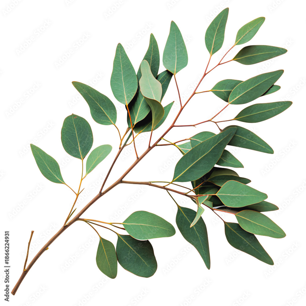 Fototapeta premium Realistic Eucalyptus Branch PNG – Botanical Greenery Isolated Transparent Background
