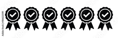 Badge award icon collection with achievement signs,
