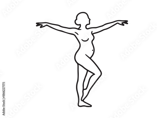 Balanced body figure showing natural belly curve