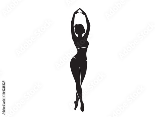 Graceful female midsection, smart body proportion, studio lighting icon.