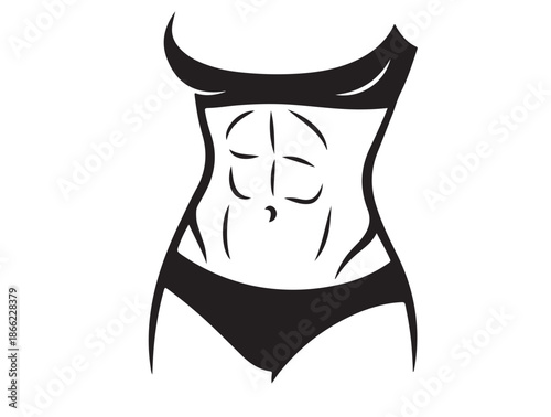 Graceful female midsection, smart body proportion, studio lighting icon white background.