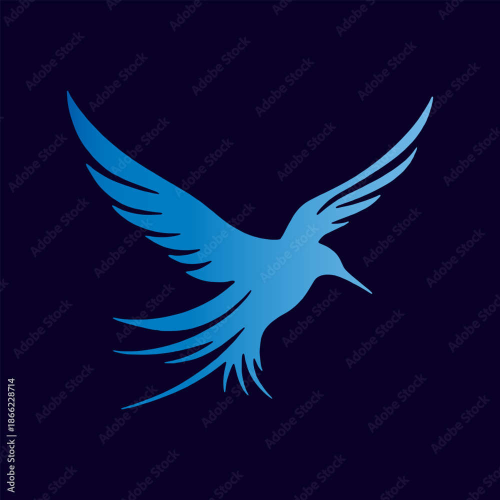 Obraz premium Graceful blue bird silhouette in flight capturing elegance and freedom Vector